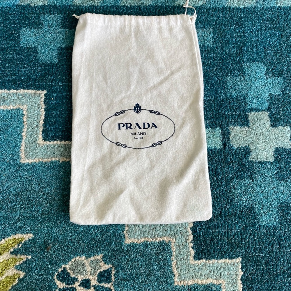 Prada small white cotton dust bag